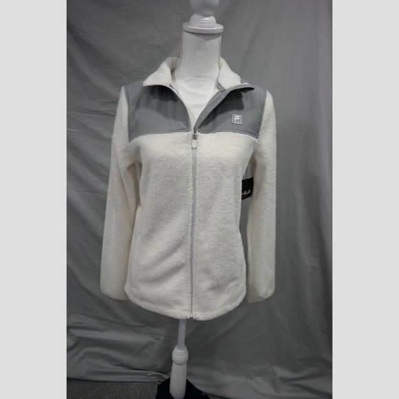 Fila Sport Women's Small White Fleece Full-zip Jacket - Picture 5 of 6